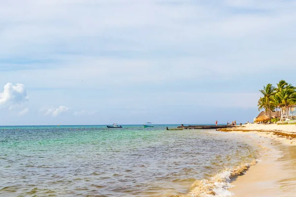 Panorama Tropical Playa Mexicana Con Agua Azul Turquesa Clara Playa — Foto de Stock