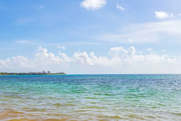 Panorama Paisagem Praia Tropical Mexicana Com Água Azul Turquesa Clara — Fotografia de Stock