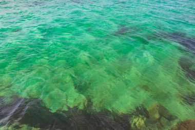 Quintana Roo Mexico 'daki Playa del Carmen' in güzel mavi ve turkuaz su dalgaları okyanus ve deniz dokusu deseni.