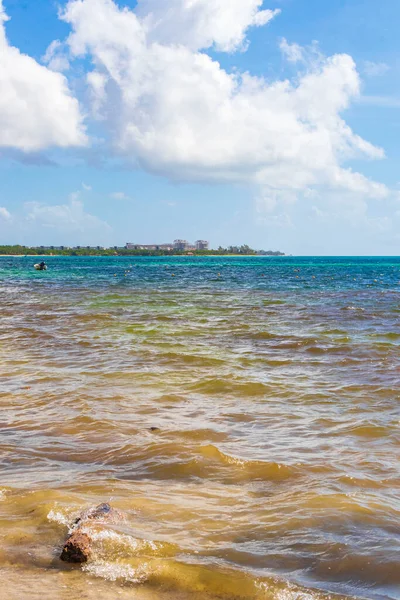 Panorama Tropicale Spiaggia Messicana Paesaggio Con Acqua Turchese Chiaro Blu — Foto Stock