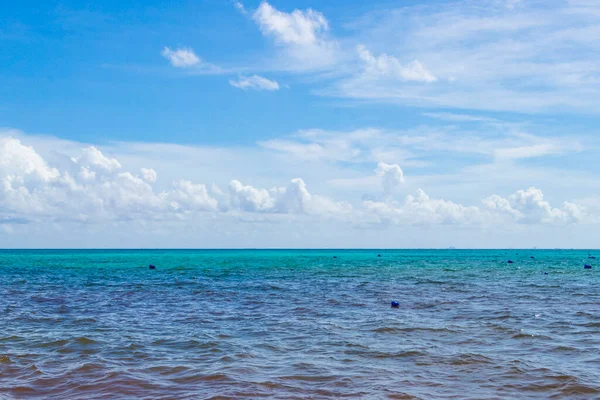 Panorama Tropicale Spiaggia Messicana Paesaggio Con Acqua Turchese Chiaro Blu — Foto Stock