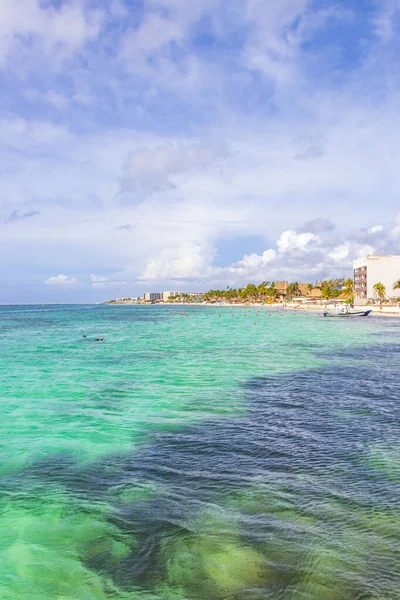 Playa Del Carmen Agosto 2021 Paisaje Playa Tropical Mexicano Panorama —  Fotos de Stock