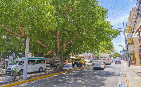 Playa Del Carmen Mexico Juli 2022 Typische Straat Stadsgezicht Met — Stockfoto