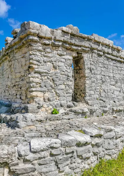 Ősi Tulum Romok Maja Helyén Templom Romok Piramisok Ereklyék Trópusi — Stock Fotó