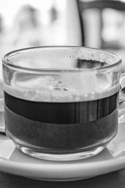 Glass Cup Black Coffee Restaurant Nai Thon Naithon Beach Thalang — Stock Photo, Image