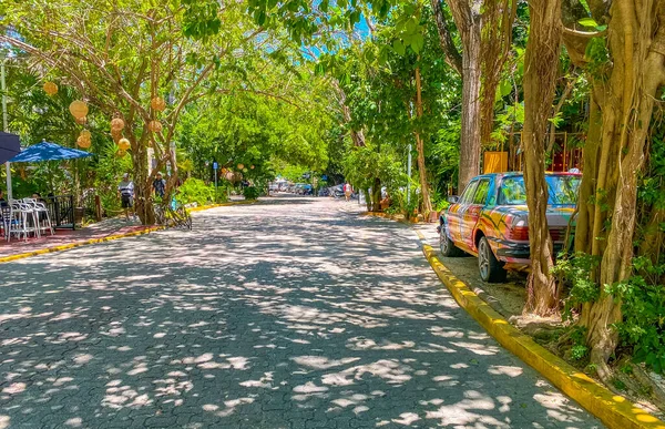 Playa Del Carmen Éves Május 2022 Tipikus Utcai Városkép Autók — Stock Fotó