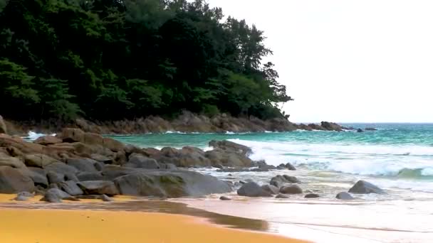 Nai Thon Naithon Beach Bay Landscape Panorama Beautiful Dream Beach — Stock Video