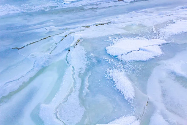 Lago Congelado Río Mar Dique Con Hielo Roto Nieve Témpanos — Foto de Stock