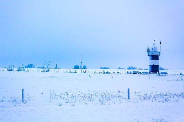 얼어붙은 호수의 바다에 하우스 떠다니는 차가운 Wremen Cuxhaven Lower Saxony — 스톡 사진
