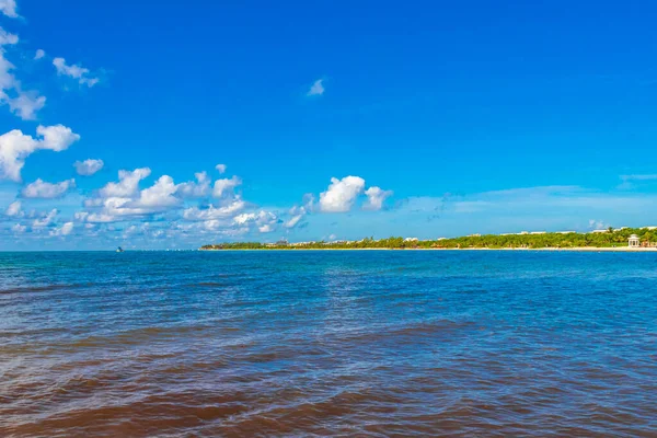 Tropické Mexické Plážové Panorama Jasnou Tyrkysově Modrou Vodou Playa Del — Stock fotografie