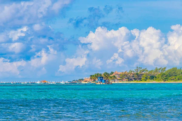 Trópusi Mexikói Tengerpart Táj Panoráma Tiszta Türkiz Kék Víz Playa — Stock Fotó