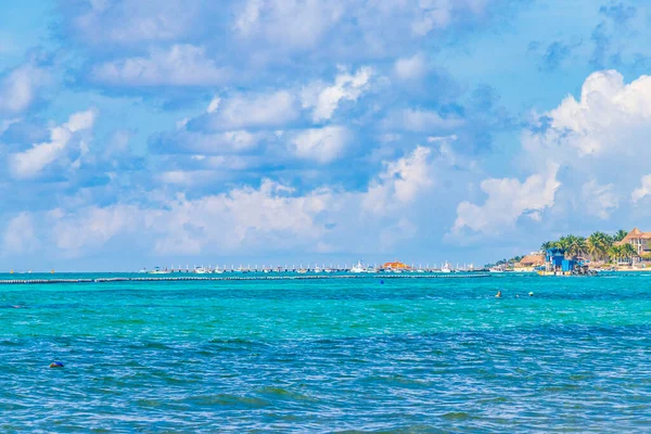 Tropisk Mexikansk Strand Landskap Panorama Med Klar Turkos Blått Vatten — Stockfoto