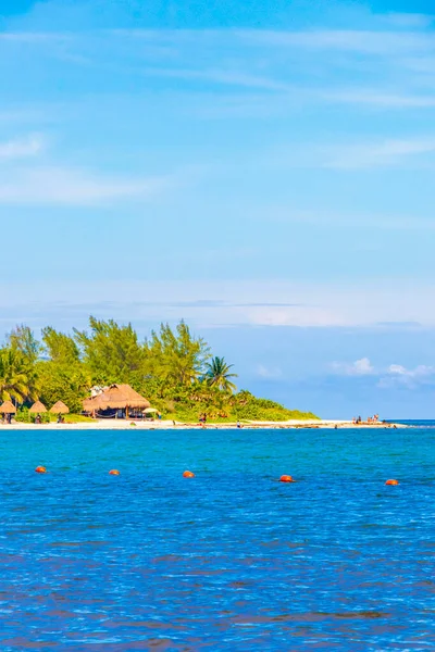 Tropical Mexican Beach Landscape Panorama Caribbean Sea Clear Turquoise Blue — Stock Photo, Image