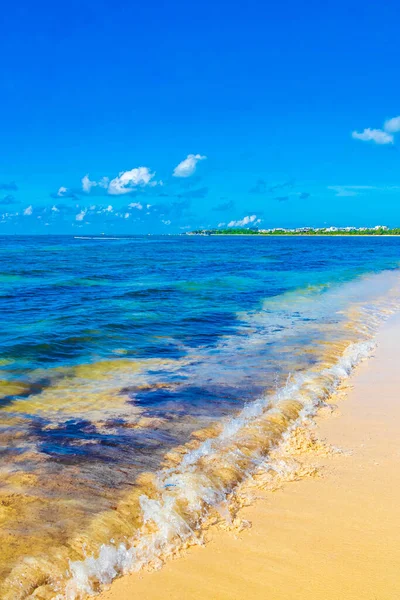 Tropical Mexican Beach Landscape Panorama Caribbean Sea Clear Turquoise Blue — Stock Photo, Image