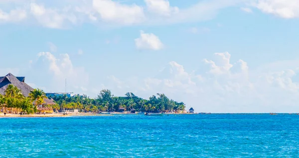 Panorama Tropicale Spiaggia Messicana Paesaggio Mare Caraibico Con Acqua Turchese — Foto Stock