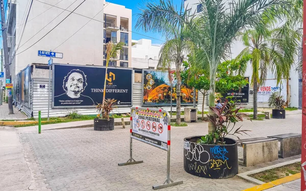 Playa Del Carmen Eylül 2022 Tipik Cadde Yolu Arabalı Şehir — Stok fotoğraf