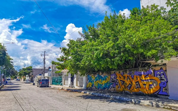 Playa Del Carmen Setembro 2022 Estrada Rua Típica Paisagem Urbana — Fotografia de Stock