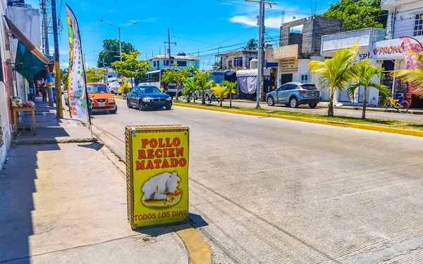 Playa Del Carmen Eylül 2022 Tipik Cadde Yolu Arabalı Şehir — Stok fotoğraf