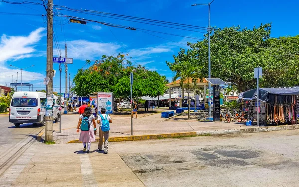 Playa Del Carmen Szeptember 2022 Tipikus Utcai Városkép Autók Forgalom — Stock Fotó