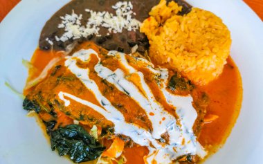 Playa del Carmen Quintana Roo Meksika 'da sebzeli tipik Meksika yemeği..