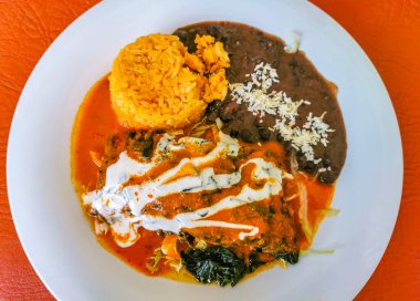 Playa del Carmen Quintana Roo Meksika 'da sebzeli tipik Meksika yemeği..
