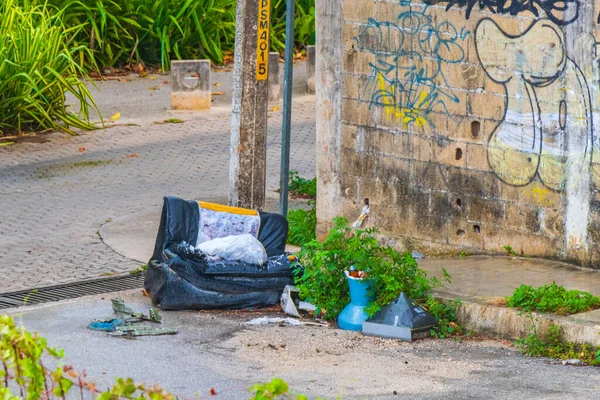 Brudne Miejsca Odpadami Śmieci Zanieczyszczenia Playa Del Carmen Quintana Roo — Zdjęcie stockowe