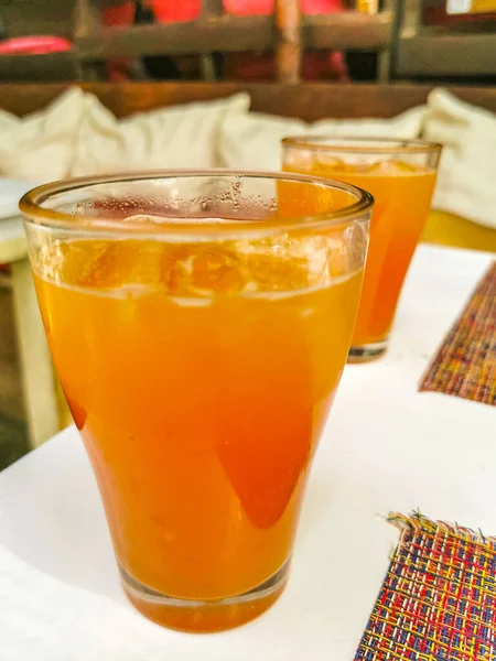 Verre Jus Fruits Papaye Nourriture Boisson Dans Restaurant Papacharly Papa — Photo