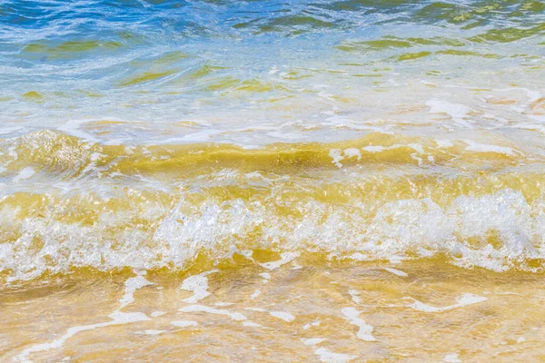 Vågor Vid Tropiska Mexikanska Stranden Landskap Panorama Och Karibiska Havet — Stockfoto