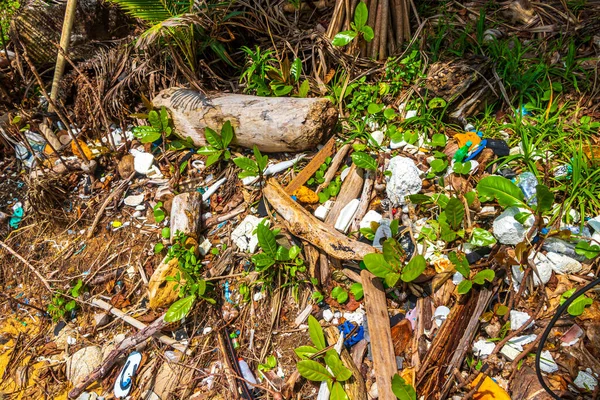 Basura Suciedad Plástico Envenenamiento Basura Contaminación Playa Naithon Beach Sakhu — Foto de Stock