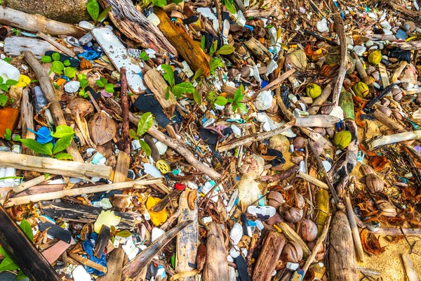 Müll Schmutz Plastikmüll Und Umweltverschmutzung Strand Naithon Beach Sakhu Thalang — Stockfoto