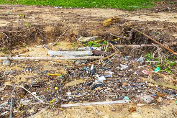 Lixo Sujeira Plástico Veneno Ninhada Poluição Praia Naithon Praia Sakhu — Fotografia de Stock