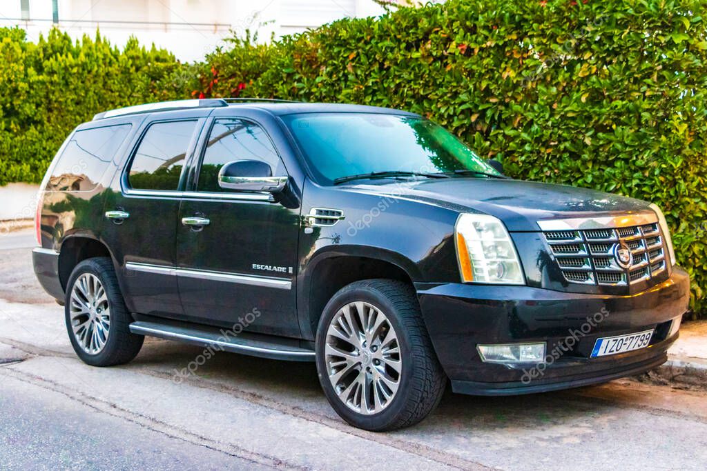 Black Escalade car vehicle parked in Voula Attica Greece