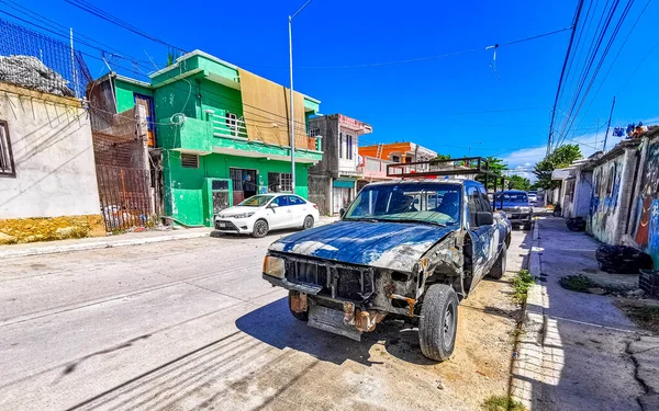 Kapotte Autoband Rustieke Auto Playa Del Carmen Quintana Roo Mexico — Stockfoto