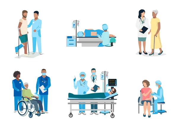 Set Vecteur Illustration Médecin Patient Isolé Sur Fond Blanc Médecin — Image vectorielle