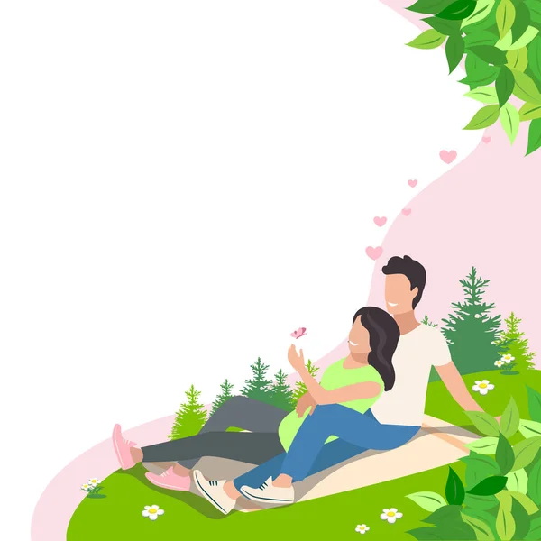 Linda Pareja Amantes Están Abrazando Divirtiéndose Ilustración Vectorial Plana Del — Vector de stock