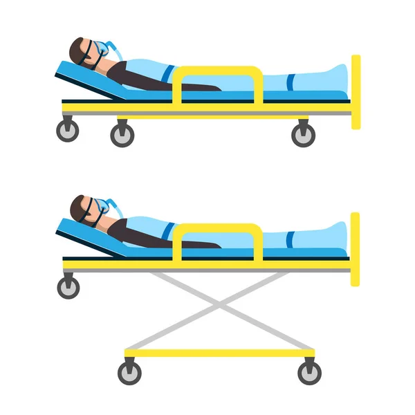 Ambulance Stretcher Patient Oxygen Mask Nabot Vector Illustration Isolated White — 스톡 벡터