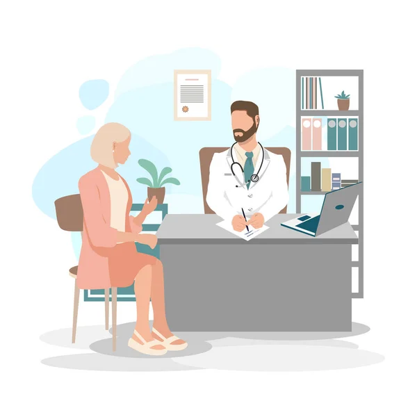 Patient Reception Doctor Office Medical Assistance Care Keep Healthy Vector — Stockvektor