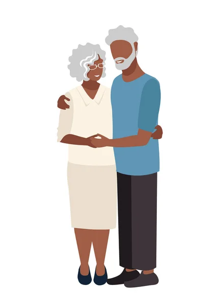 Loving Elderly Couple Embrace Each Other Grandparents Day Vector Illustration — Stock Vector