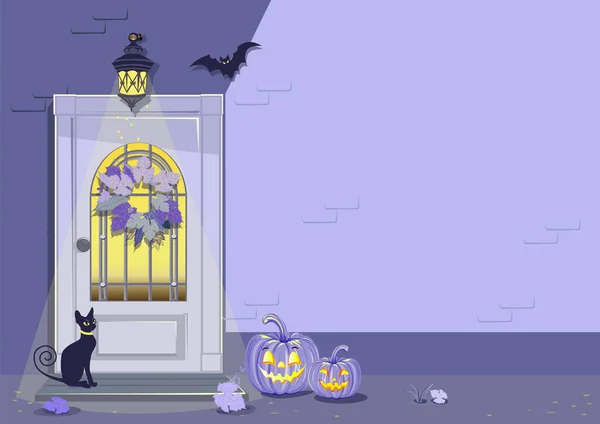 Boldog Halloween Háttér Rajzfilm Stílusban Helyet Szövegnek Vektor Illusztráció Meghívó — Stock Vector