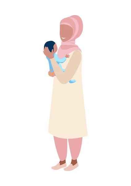 出産後 腕の中で赤ちゃんを持つ幸せなお母さん 母親としての喜び 子供への愛とケア 母の日だ 分離ベクトル図 — ストックベクタ