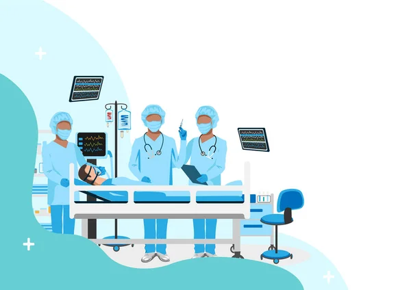 Enfermeiros Atendem Pacientes Unidade Terapia Intensiva Obrigado Enfermeiras Médicos Tecnologia —  Vetores de Stock