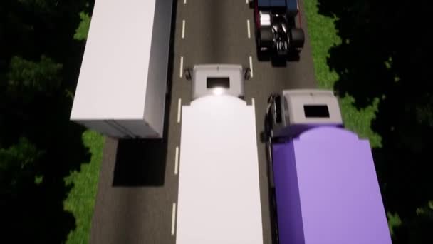 Cars trucks traffic jam Driverless vehicle Autonomous autopilot Drone aerial view — Stock Video