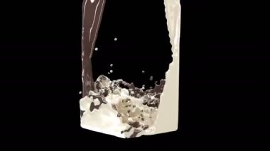 Koyu çikolatalı beyaz süt döküldü ve karıştırıldı Tatlı yemek