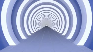 Mavi yuvarlak koridor Modern mimari tünel 3D stil fütüristik bina