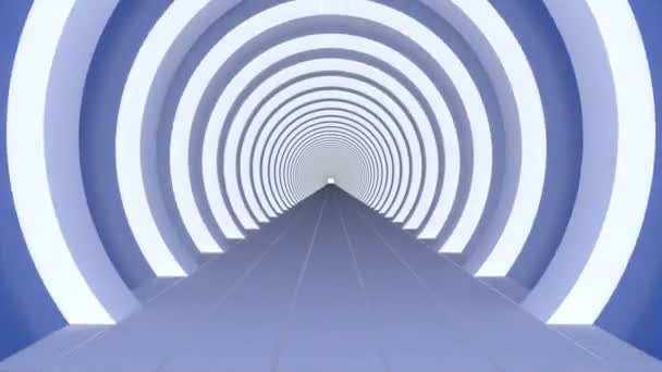 ブルーラウンド廊下モダンな建築家トンネル.3Dスタイルの未来的な建物 — ストック動画