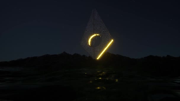 Artefato de fantasia outro planeta chuva noite Abstrato Arquitetura futurista cósmica — Vídeo de Stock