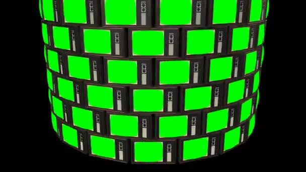 Old tv green screen Retro 80s 90s vintage background. Chroma key able to loop seamless — Stock Video