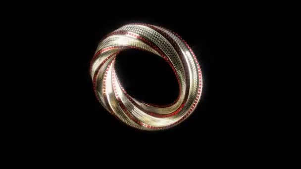 Fantasy zlatá červená diamantový prsten Krásný pohled Kruh rotující schopný smyčka bezešvé — Stock video