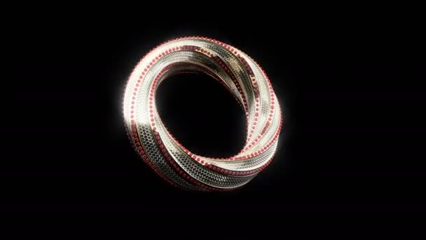 Gold wedding Ring with diamonds ruby explosion on black in realistic 3d style — Stock Video