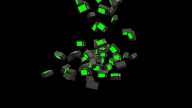 Eski televizyon Retro 80 'leri siyah arka yeşil ekrana düşürdü